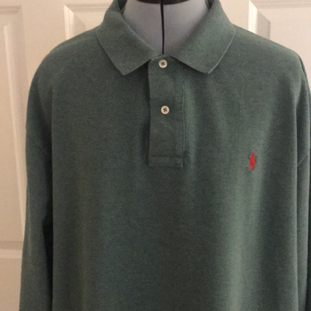Polo by Ralph Lauren Sage Green Long Sleeve Polo Shirt Size XXL